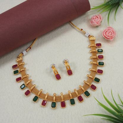 Royal Gemstone Temple Jewellery Set