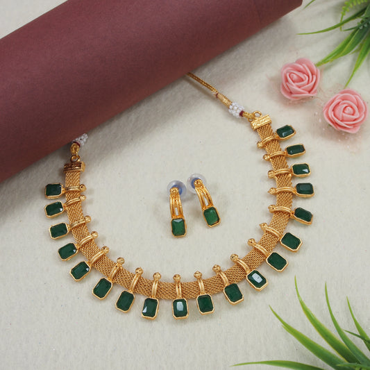 Emerald Elegance Temple Jewellery Set
