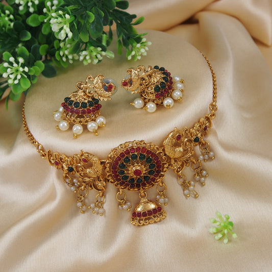 Peacock Majesty Temple Jewellery Set