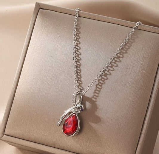 Fashion Pendant with Red Stone and American Diamond