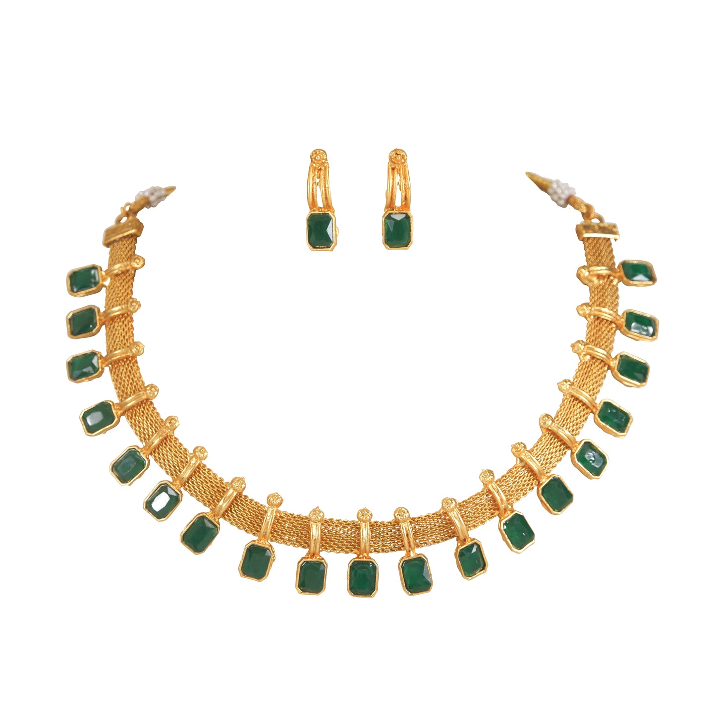 Emerald Elegance Temple Jewellery Set