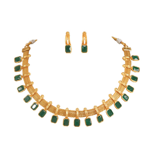 Emerald Elegance Temple Jewellery Set