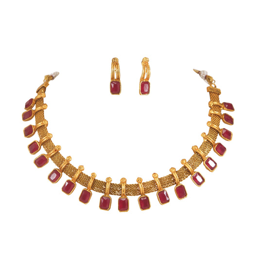Maroon Temple Jewellery Set