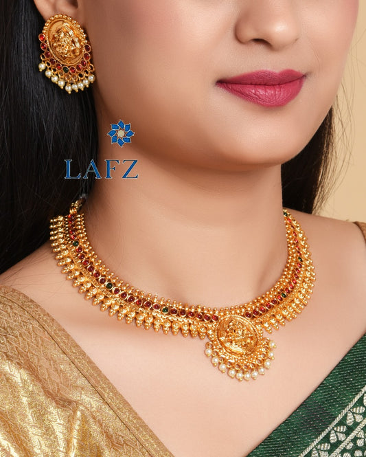 Regal Multi-Stone Temple Jewellery Set