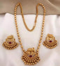 Temple Elephant Pendant Necklace Set with Ruby Stones